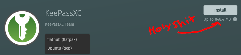 That's a large install size for little old KeePassXC!