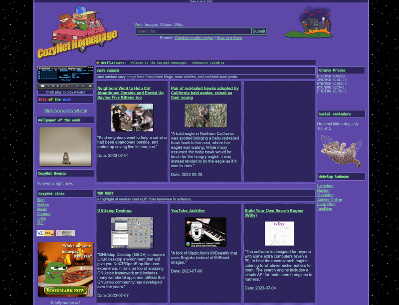 CozyNet Homepage