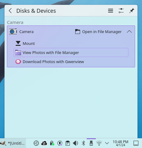 Device manager menu